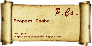 Propszt Csaba névjegykártya